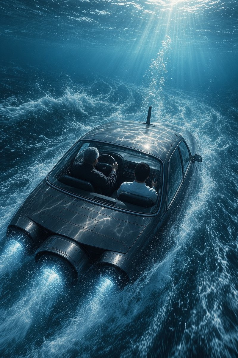 hearthealling's tweet photo. Car in future not Ev car but submarine 🚘 car the one that can drive in flood water with not damage the engine . X https://t.co/jRLAvXcYVy