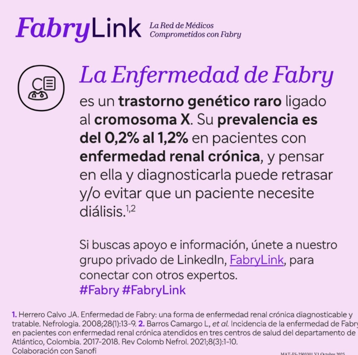 m_furlano's tweet photo. 🔬 ¿Eres profesional sanitario y tratas pacientes con enfermedad de Fabry?
Únete a #FabryLink, un grupo privado de #LinkedIn para conectar con expertos 🧩
Únete aquí 👉 https://t.co/VS8maehDsG
#EnfermedaddeFabry #RedFabry https://t.co/V7NvVZwlcl