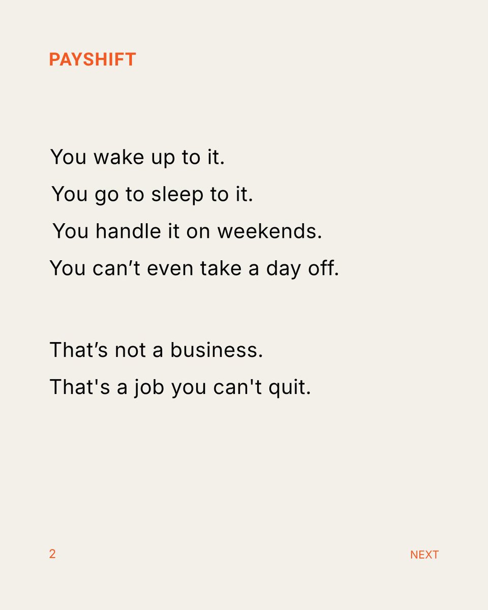 PayShiftng's tweet photo. You started your business for freedom.
Now it won't let you rest.

Can't go offline for a weekend.
Can't step away for an hour without something slipping.

A business should run when you're not looking.

If yours only runs because you are, that's a systems problem.

@PayShiftng https://t.co/a205KnVWQA