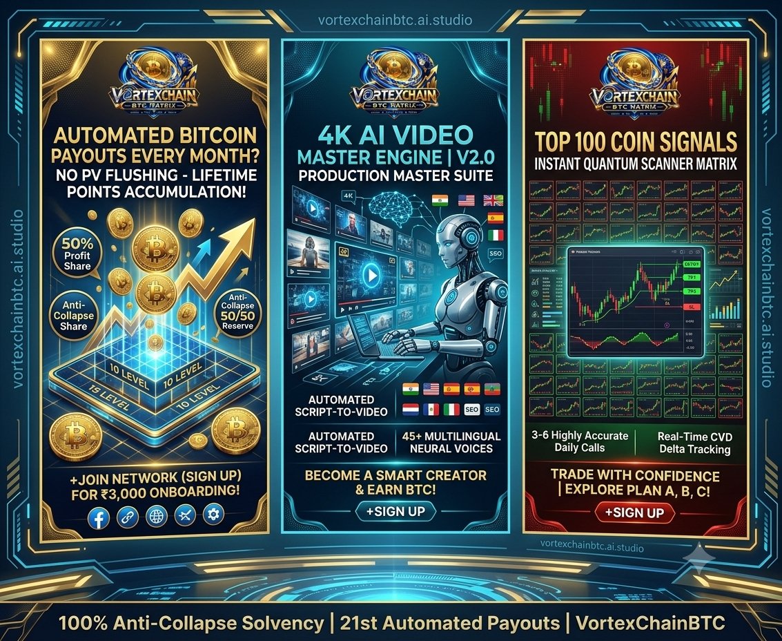 VortexChainBTC's tweet photo. ⚡️ #VortexChain #BTC Matrix combines next-gen AI video rendering with high-precision crypto signals. 💥

🤔 Don't just watch the revolution—be a part of it. Start your journey today! 👇

🔗 "https://t.co/dbPVd4EJ9O" 📍

​#BitcoinEarnings #AIIncome #CryptoMatrix #PassiveIncome https://t.co/6wruDWXnhz
