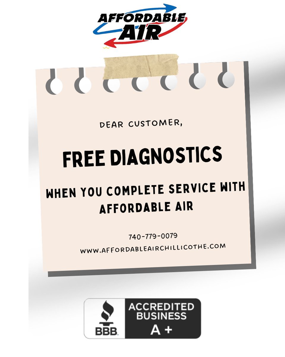 aairchilli's tweet photo. Wrong temperatures, strange noises, nonstop running or rising energy bills? 🔧 Complete your HVAC service with Affordable Air and your diagnostic fee is FREE! Our trained technicians are ready to help. 🏠

📞 740-779-0079  
🌐 https://t.co/Vlb1ARrfF5

#HVAC #ChillicotheOH https://t.co/AQyZlYzmPi