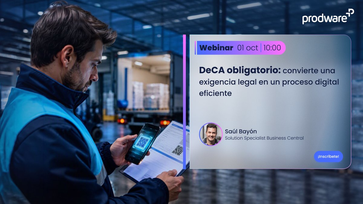 ProdwareES's tweet photo. A partir del 5 de octubre de 2026, el Documento de Control Administrativo Electrónico pasa a ser obligatorio para determinados #transportes de #mercancías.
Te damos las claves con #Dynamics365 #BusinessCentral: #automatización, #trazabilidad y control.
➡️ https://t.co/W6jaKWWdi6 https://t.co/IXw2Vo0HwO