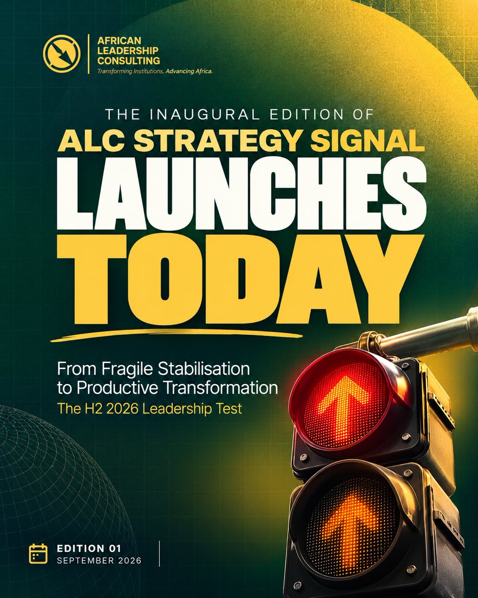 thealcafrica's tweet photo. The inaugural ALC Strategy Signal is here.

Edition 01: From Fragile Stabilisation to Productive Transformation.

Sharper choices. Stronger institutions. Measurable outcomes.
#ALCStrategySignal #ALCAfrica https://t.co/RSqwzgEjMb