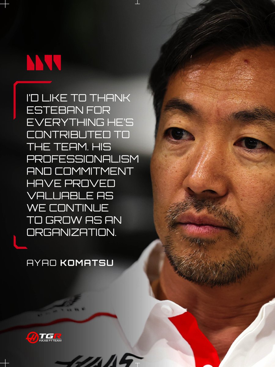 HaasF1Team's tweet photo. TGR Haas F1 Team and Esteban Ocon will part ways at the conclusion of the 2026 season.
 
With plenty of racing ahead, our focus remains on working together to maximize every opportunity through to the final race of the year.

#HaasF1 #F1 https://t.co/4iQAuqnSyA