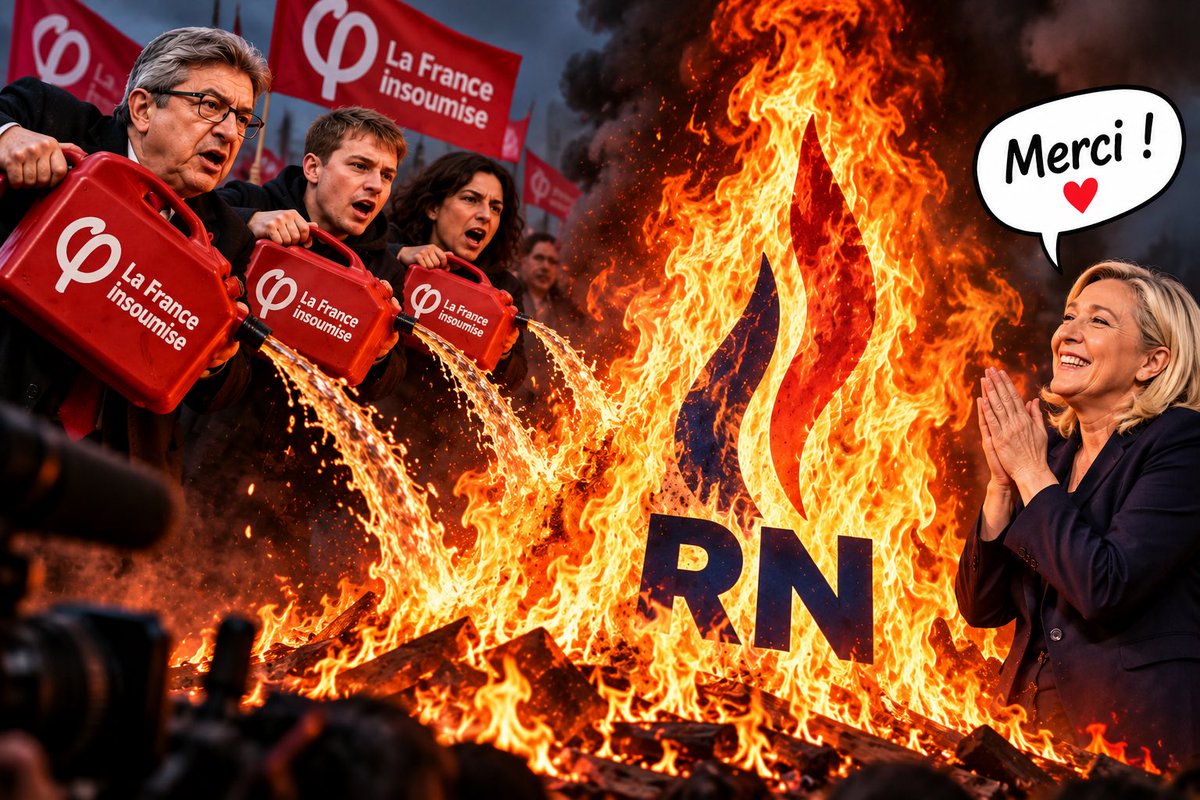 VLautard's tweet photo. La campagne électorale actuelle en une image 👇
#LFI #RN https://t.co/ZAsJeMCTxZ