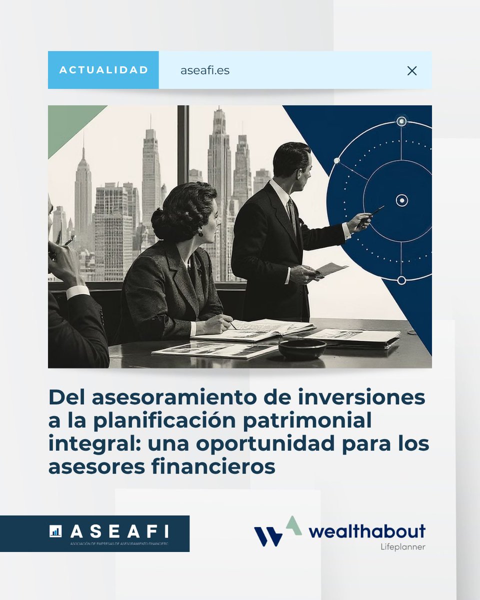 ASEAFI's tweet photo. Wealthabout desarrolla soluciones de planificación patrimonial que ayudan a los asesores a estructurar la información del cliente, definir sus objetivos y convertir este proceso en una parte integrada de su modelo de asesoramiento.
Descubre más🔗 https://t.co/20Ekf6iqJ7
#ASEAFI https://t.co/nuOPtqIuEN