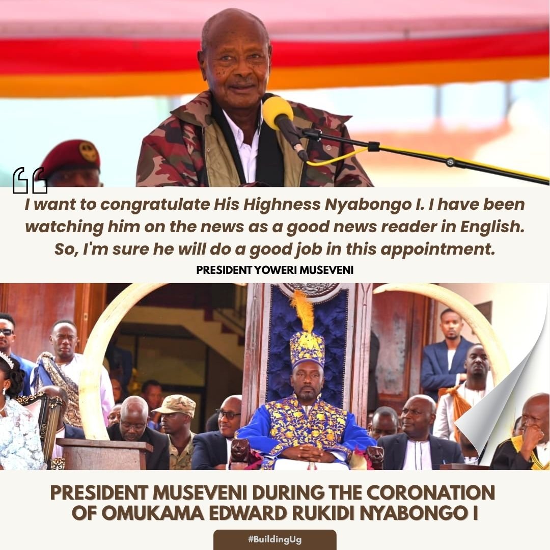 abaho_dennis's tweet photo. President Yoweri Museveni’s support for cultural institutions recognises their contribution to preserving community values and identity. The coronation of Omukama Nyabongo I offers a renewed opportunity for Tooro to strengthen its cultural legacy. https://t.co/MnrrvHbZWY