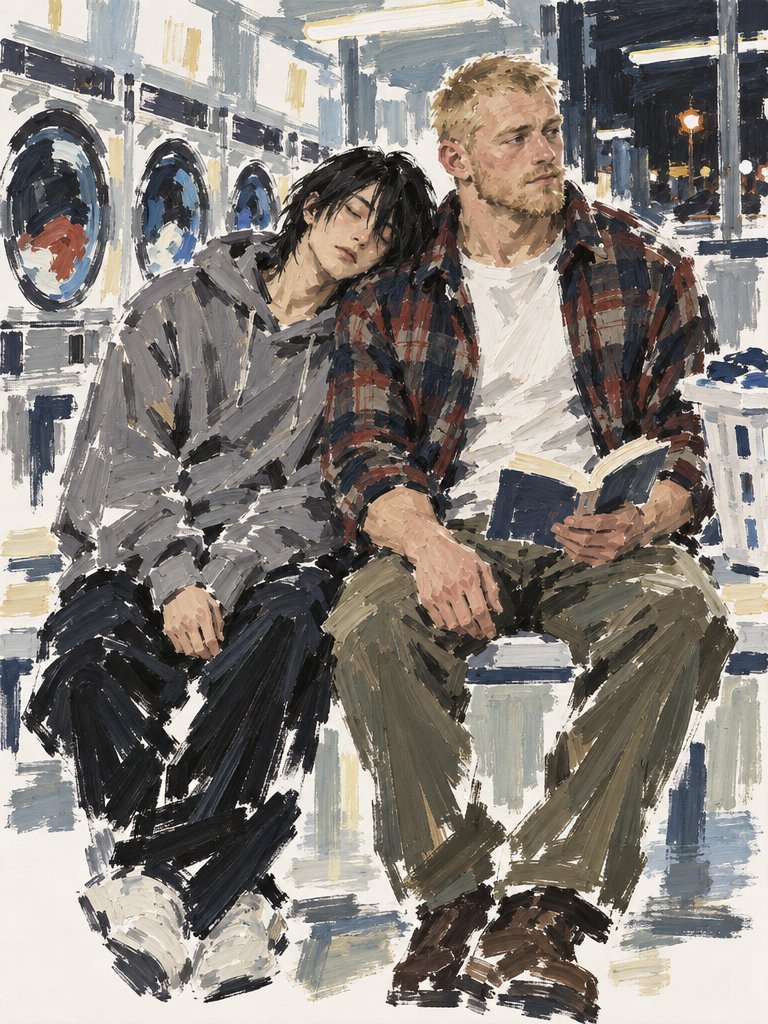 BjLin10's tweet photo. City Sketchbook, oil-sketch moments of strangers in the city. Big brushstrokes, no fine details. made with GPT Image 2.5 #AIart #oilsketch https://t.co/5aLgz5jTnF