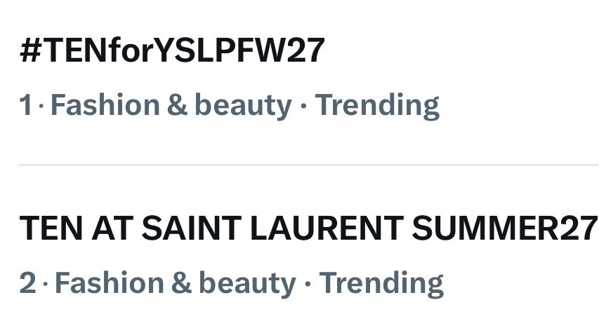 ywnpsk's tweet photo. กลับมาที่1-2อีกครั้งงงง ทุกคนนเทรนด์เถอะ จั้นไหว้แล้วววว😭😭😭😭

TEN AT SAINT LAURENT SUMMER27  #TENforYSLPFW27 #Saintlaurentxten https://t.co/71xoKnZNAx
