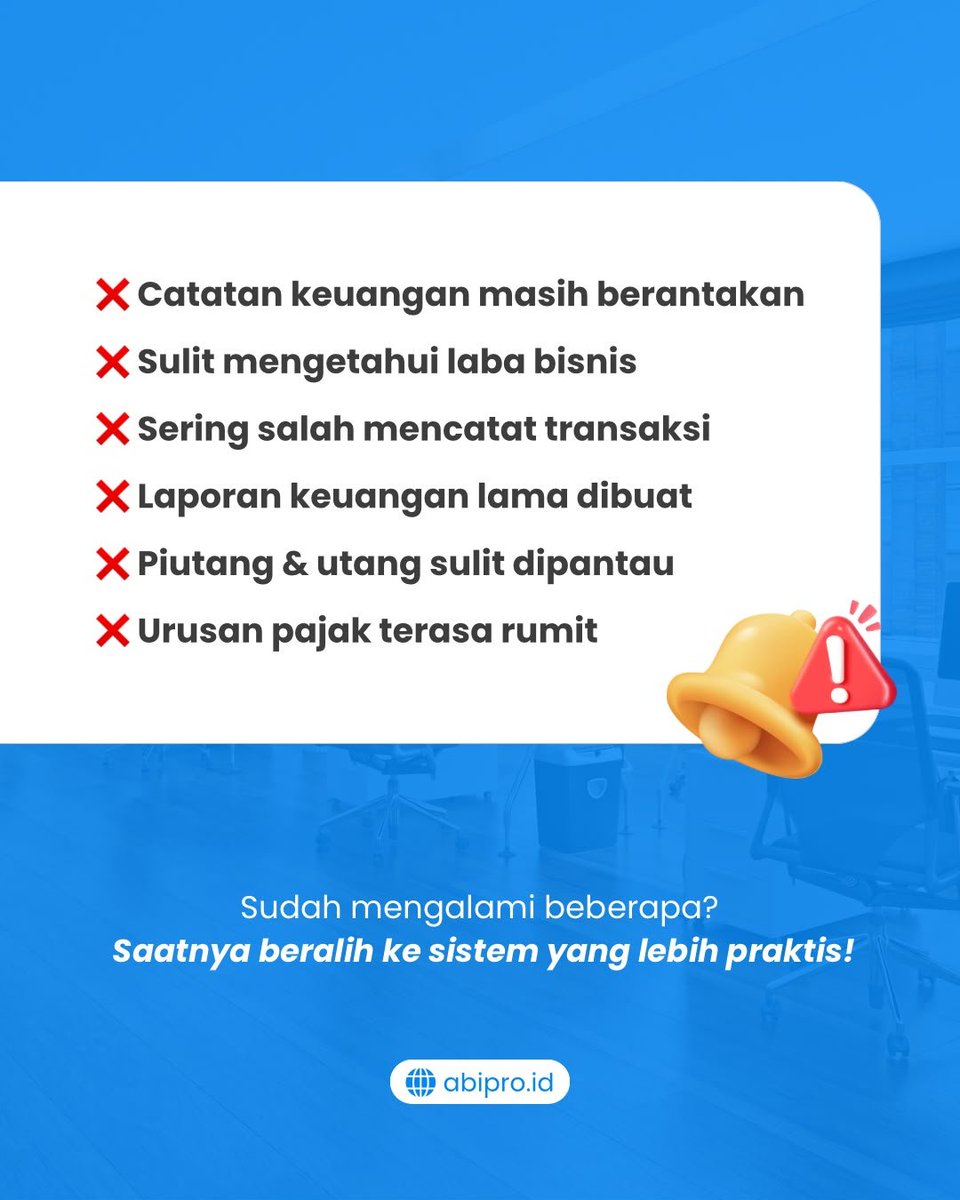 Abipro_software's tweet photo. Bisnis makin berkembang, tapi pencatatan keuangan masih berantakan? 😵‍💫

Saatnya pakai AbiPro Software Akuntansi dan manfaatkan Jasa Perpajakan AbiPro untuk membantu bisnis lebih rapi, teratur, dan efisien.

📩 Hubungi https://t.co/xFB9edHTi8 sekarang! https://t.co/cvFEfDEn2F