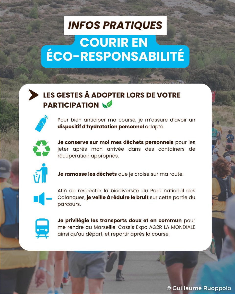 MarsCassis's tweet photo. 𝘾𝙤𝙪𝙧𝙞𝙧 𝙚𝙣 𝙚́𝙘𝙤-𝙧𝙚𝙨𝙥𝙤𝙣𝙨𝙖𝙗𝙞𝙡𝙞𝙩𝙚́
Au-delà d'un défi sportif et populaire, participer à Marseille-Cassis - AG2R LA MONDIALE, c'est s'engager...🌱
Pour cela, suivez nos éco-gestes pour une course plus propre. ♻️
👉 Plus d'informations : https://t.co/4bfxZWWiXD https://t.co/NhN530m9e3