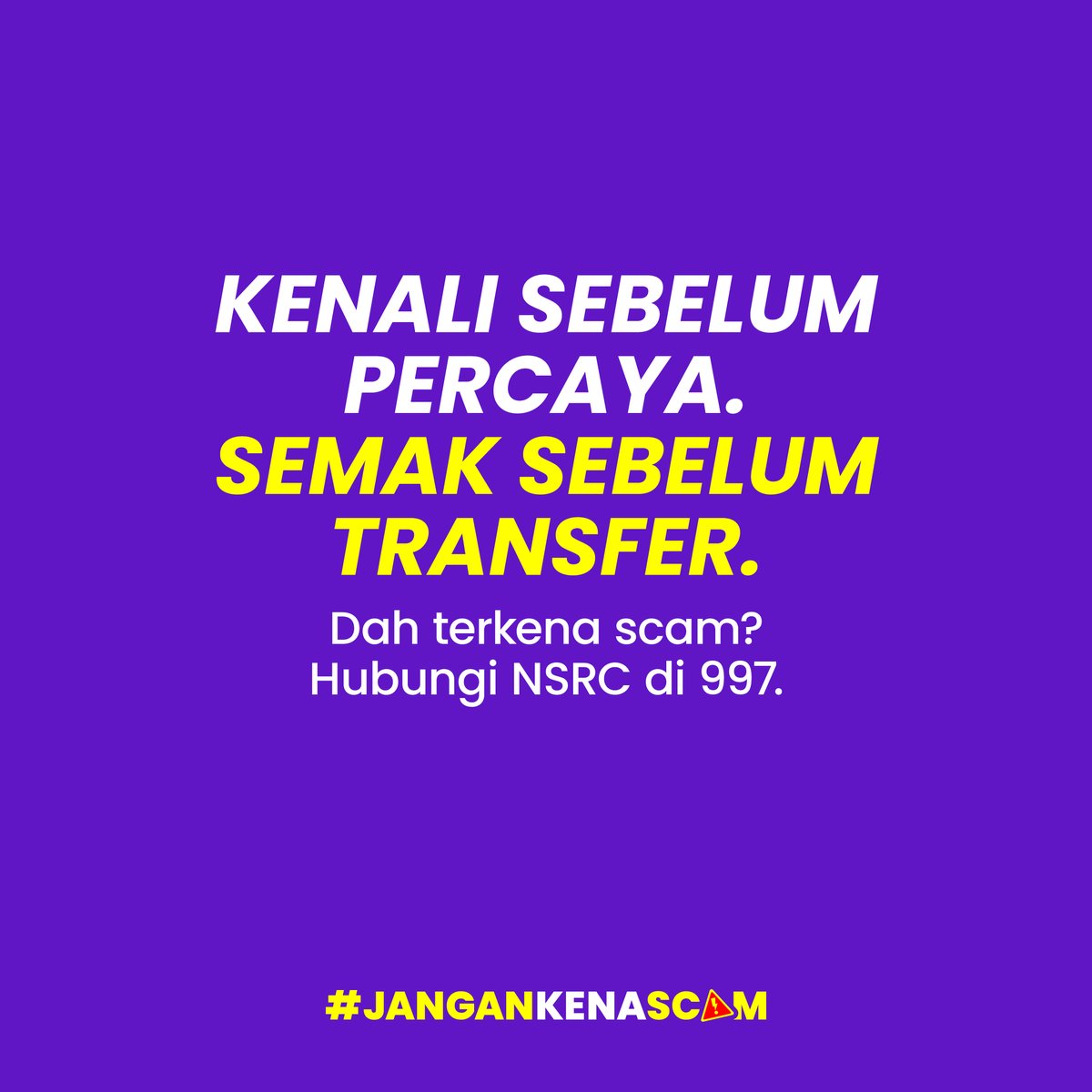 MyMaybank's tweet photo. Si “dia” mungkin sudah buat anda percaya, tetapi percaya seseorang tidak bermakna semua permintaannya perlu dituruti.​

Berhenti seketika. Semal sebelum transfer. 
#JanganKenaScam #ABM #AIBIM #ADFIM​
#BNM https://t.co/1VARlh0g83