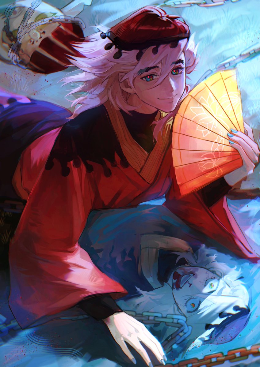 ww0585129248246's tweet photo. 【鬼童丸，易拉链子逃脱】
第三棒ID: 为所欲为不保险（鬼童丸）

来源自中国微博超话同人活动:童磨百鬼夜行主题接力 https://t.co/S14miLr99o