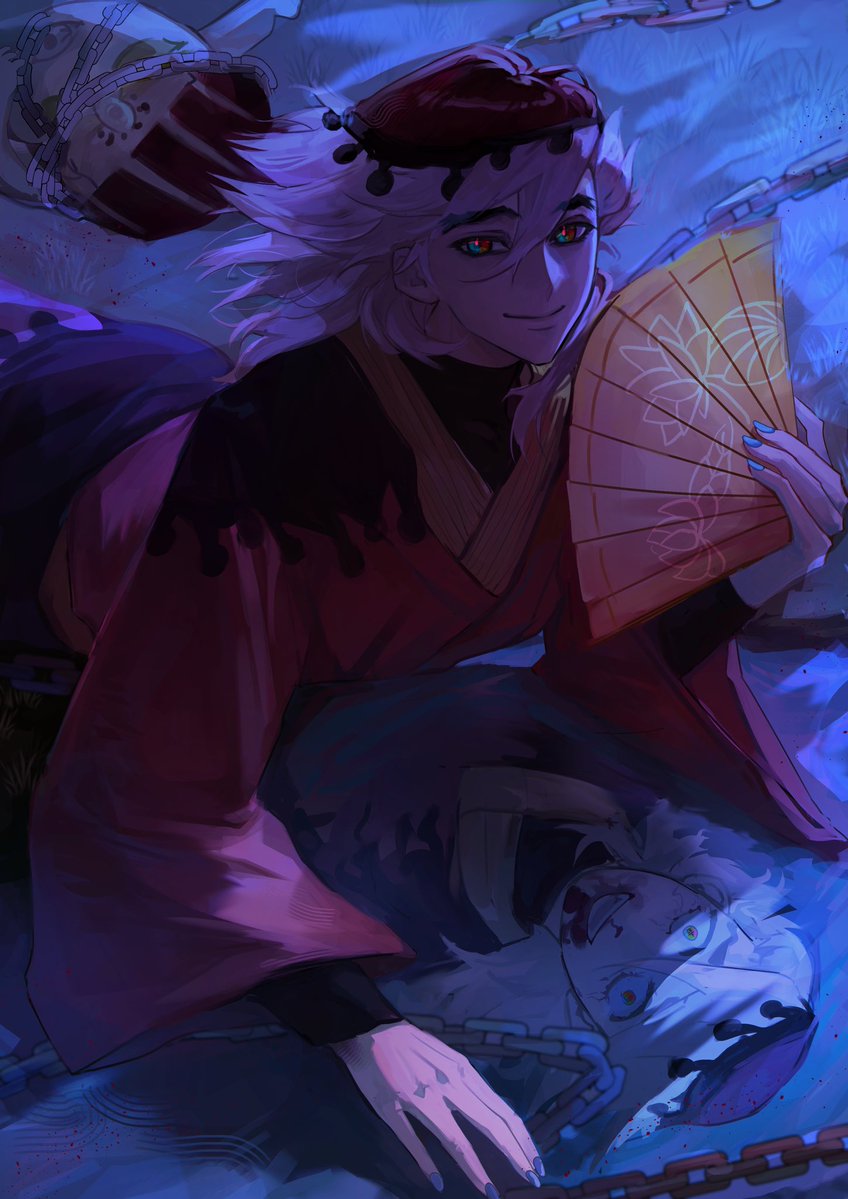 ww0585129248246's tweet photo. 【鬼童丸，易拉链子逃脱】
第三棒ID: 为所欲为不保险（鬼童丸）

来源自中国微博超话同人活动:童磨百鬼夜行主题接力 https://t.co/S14miLr99o