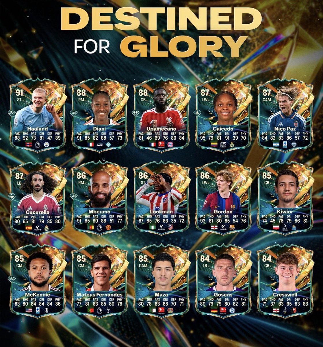FUTexclusive27's tweet photo. 🔥 Destined to Glory – Full Team 2 Coming Friday! 🔥

Team 2 of Destined to Glory is set to arrive this Friday! 🌟

🇸🇮 Vipotnik and 🏴󠁧󠁢󠁥󠁮󠁧󠁿 Lankshear will be available as Objectives, with players able to complete the objectives and earn a Player Pick to choose one of the two! 👀

🇪🇸 Fermín is also set to arrive as an SBC, giving you another exciting way to add a Destined to Glory star to your squad.

Who are you choosing? 👀🔥
#EAFC27