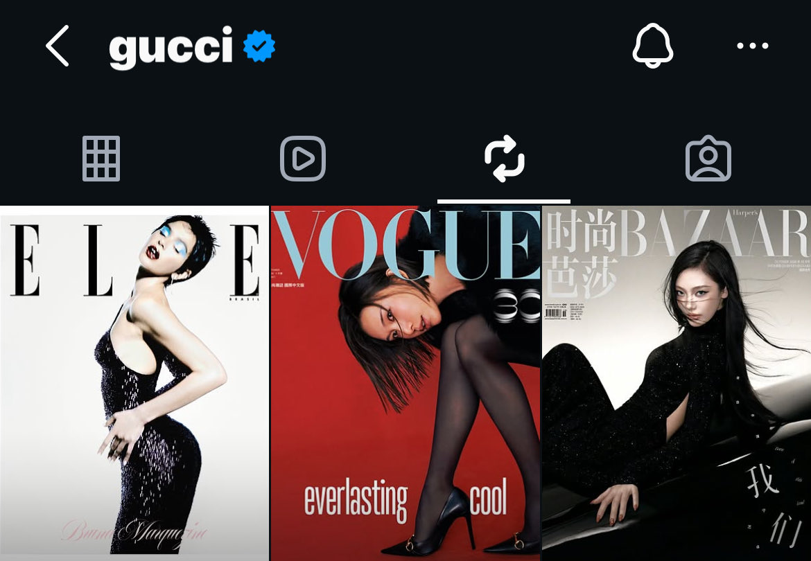 marqzns's tweet photo. gucci reposted bruna marquezine’s elle brasil cover !! yeah, i’d be mad too if i were a hater . she really stays getting noticed by the biggest names in fashion without even trying.. https://t.co/iaMm93vHtt
