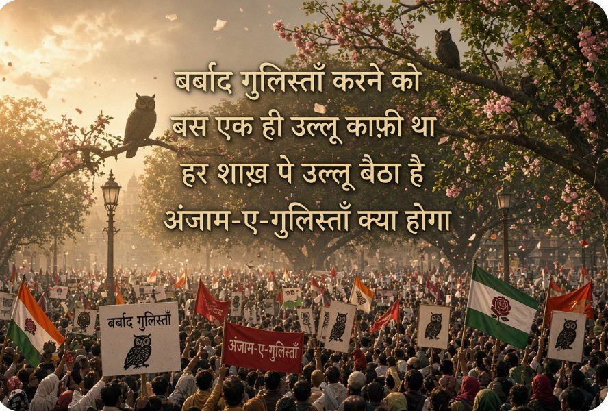 filterexpress's tweet photo. सियासत और शायरी: अंजाम-ए-गुलिस्ताँ क्या होगा?

#politics #politicalshayari #hindishayari #india #filterexpress https://t.co/UId462cRu4