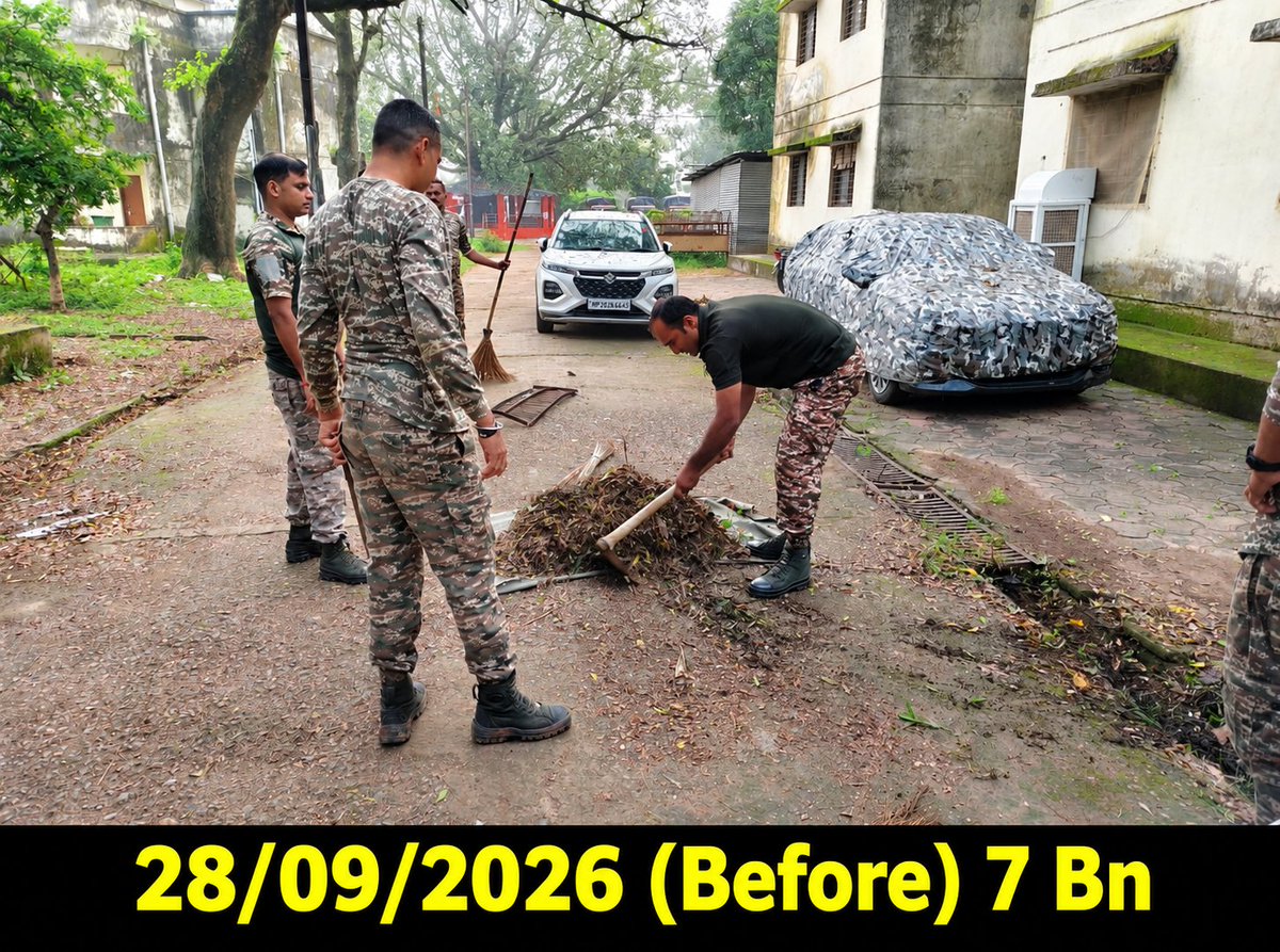007bn_CRPF's tweet photo. Swachhata Hi Seva-2026 (SHS) Campaign-2026 organized on 28/09/2026 at Police Line Kirnapur Balaghat (M.P.) 07 BN #SHS2026, #SwachhataHiSeva2026
@SwachhBharatGov
@swachhbharat
@MoHUA_India
@MoJSDDWS https://t.co/YibSQGfKnN