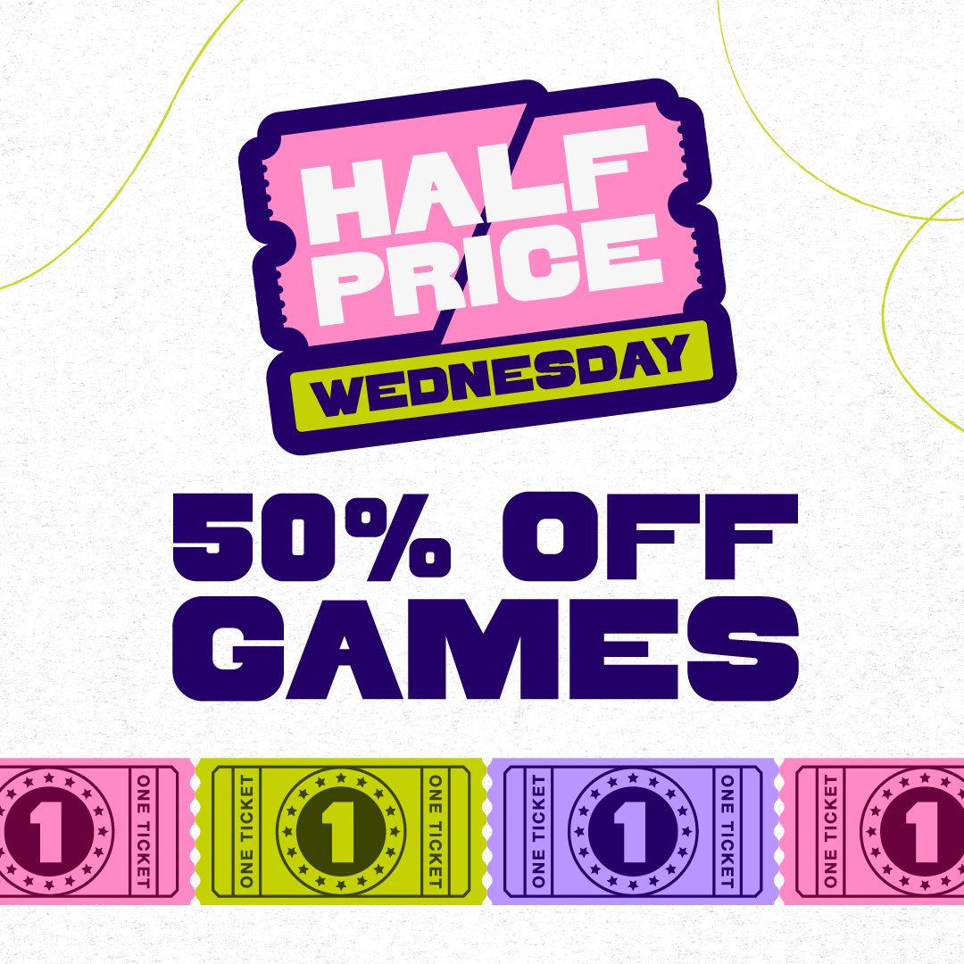 evocinemas's tweet photo. Are you 🫵 ready for Half Price Wednesday?

Enjoy 50% OFF movies, games, and bowling all day TODAY! Snag your tickets 🎟️ now: https://t.co/UhNRWB9D3q https://t.co/gU3awRgFlY
