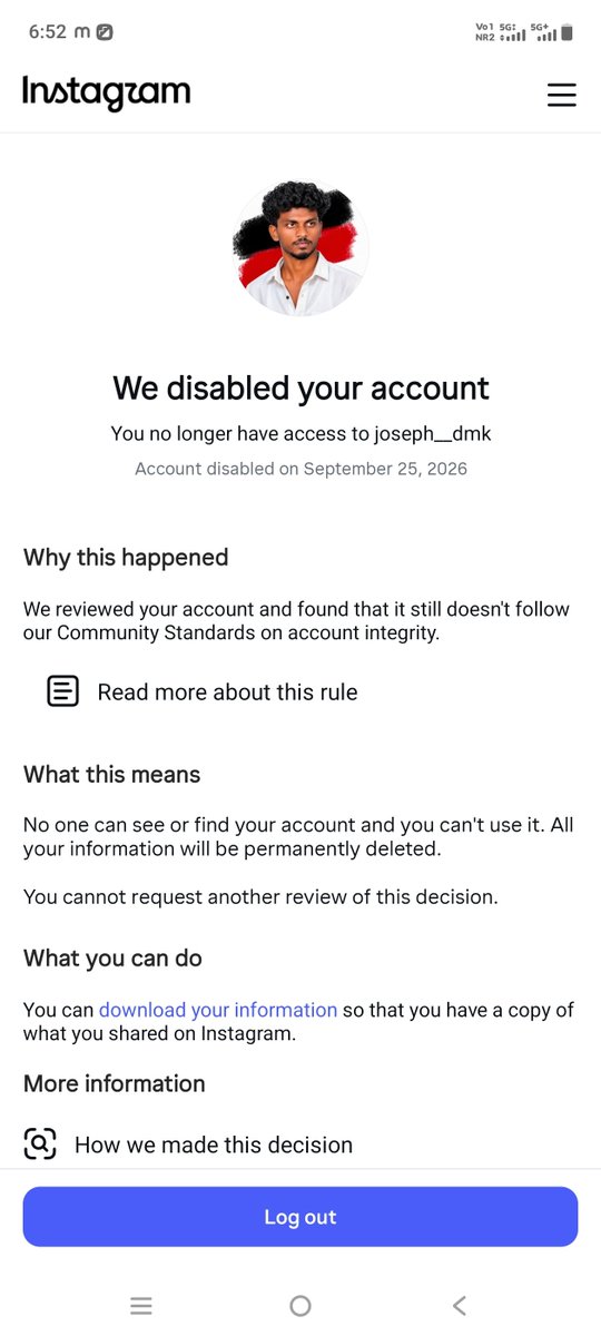 Joseph_DMK's tweet photo. Dear @instagram, my account was recently suspended without any valid reason. I haven't violated any community guidelines or terms of services. I have already submitted an appeal but haven't received a response.

Kindly help me recover my account.

Username &amp; Profile: joseph__dmk https://t.co/w8Uv8xjnKo