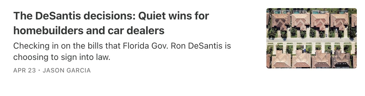 Jason_Garcia's tweet photo. Gov. Ron DeSantis, for instance, could have single-handedly stopped Senate Bill 686 from taking effect.

But Florida’s outgoing governor chose instead to quietly sign it into law... https://t.co/kWGx5dHVin