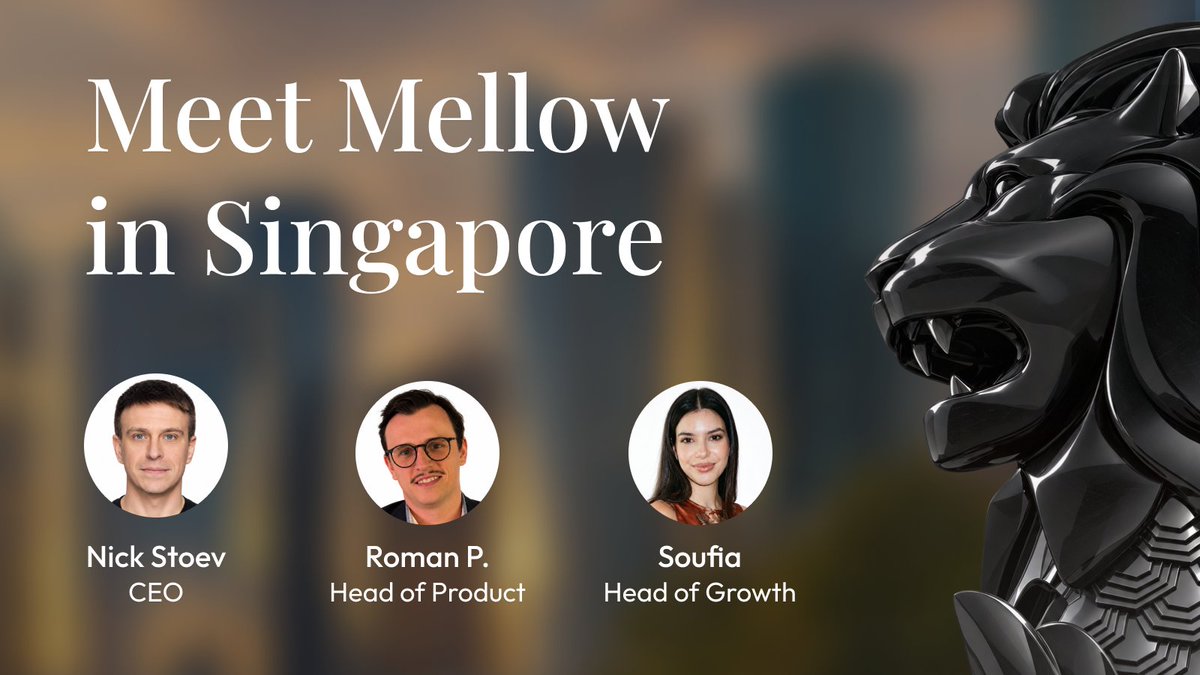 mellowprotocol's tweet photo. Mellow team is heading to @token2049.

Meet @s0xn1ck, CEO, @0xRomanW3, Head of Product, and @Cyborgxsoufia, Head of Growth, to discuss onchain financial products.

DM to catch up while we’re in town! https://t.co/NTKvsc9uYO
