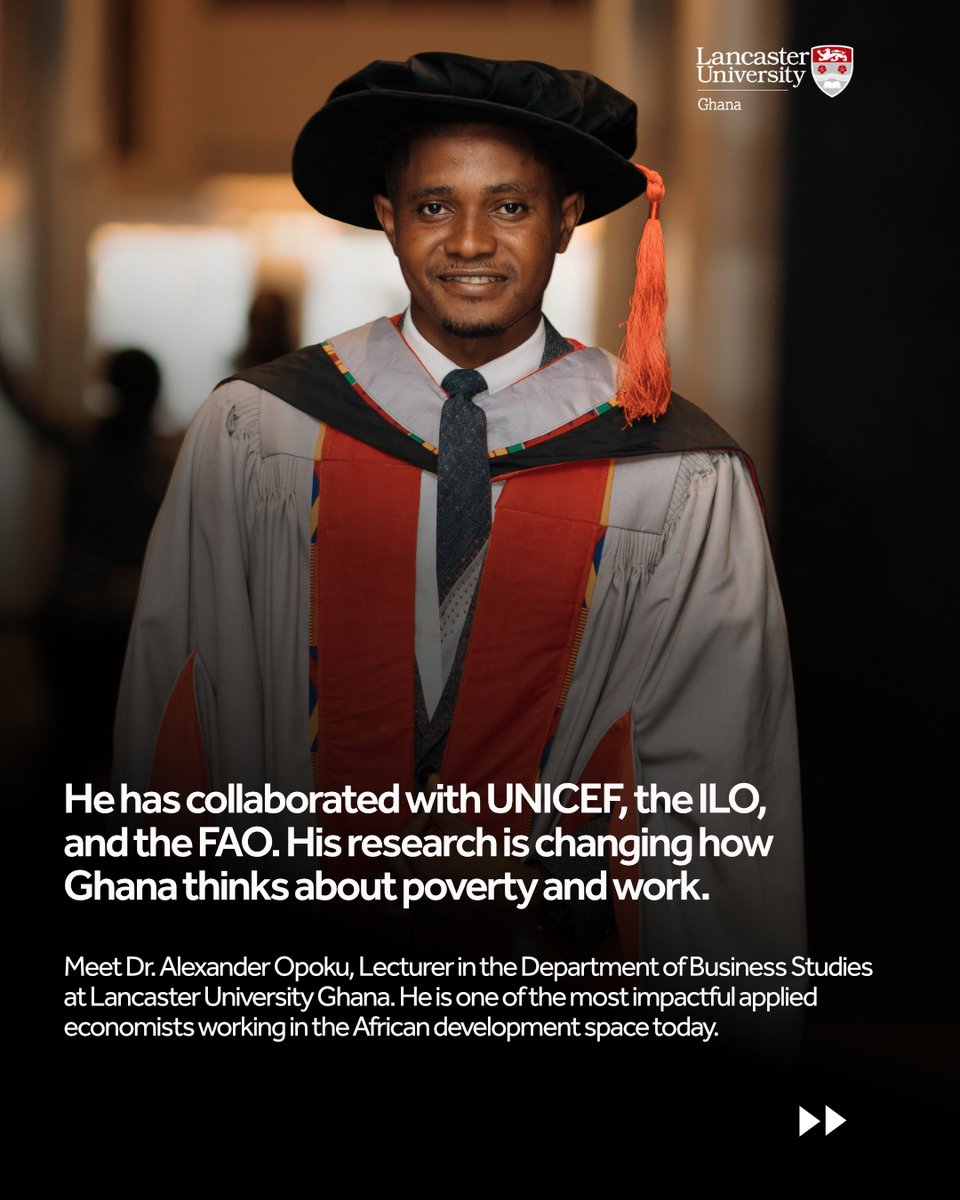 LancasterGhana's tweet photo. A lecturer’s impact goes beyond the classroom. Dr. Alexander Opoku connects economic theory to real-world issues across Africa, helping students engage with complex questions and think about how evidence can drive better outcomes. That’s #MoreThanALecturer.
#LUG https://t.co/LZC77wQw3p