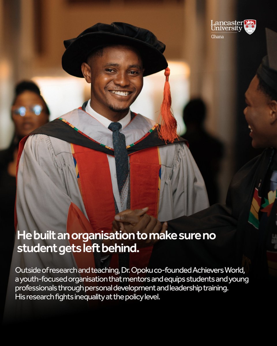 LancasterGhana's tweet photo. A lecturer’s impact goes beyond the classroom. Dr. Alexander Opoku connects economic theory to real-world issues across Africa, helping students engage with complex questions and think about how evidence can drive better outcomes. That’s #MoreThanALecturer.
#LUG https://t.co/LZC77wQw3p
