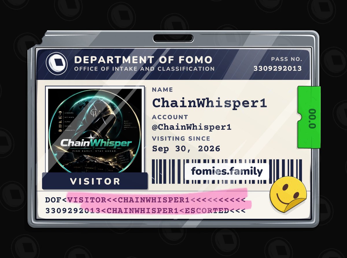 ChainWhisper1's tweet photo. visiting the department of fomo. no case yet. must be escorted at all times. @FomiesNFT 
#fomies https://t.co/Ofpwju3ib5