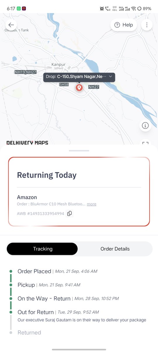 Akhil6009's tweet photo. @amazonindia @AmazonHelp @delhivery — Such carelessness and negligence! Tracking shows “Out for Return” since 29 Sep, yet it’s still not returned. Amazon isn’t taking responsibility, Delhivery isn’t completing the return, and my refund is stuck. Who will take responsibility? https://t.co/YskeYaa6dy