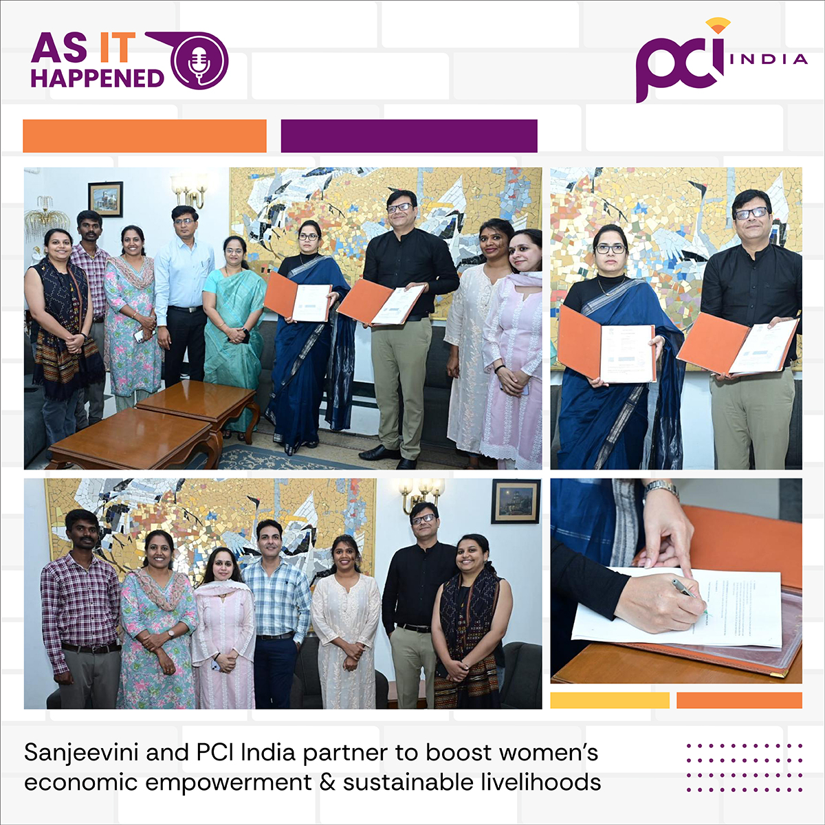 PCI_India_'s tweet photo. We are delighted to share that @nlm_karnataka-the Karnataka State Rural Livelihood Promotion Society (#Sanjeevini–KSRLPS) &amp; @pci_india_ signed a non-financial Memorandum of Understanding #MoU last week to strengthen care economy and #WEE.

Read here: https://t.co/62RCG5SwI8 https://t.co/vzrsPqBwke