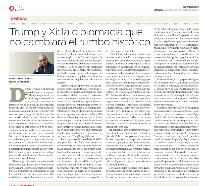 Manolopich's tweet photo. Les comparto mi artículo de esta semana:
Trump y Xi: la diplomacia que no cambiará el rumbo histórico https://t.co/RezxQte7iU https://t.co/WKT5TIHB5Y