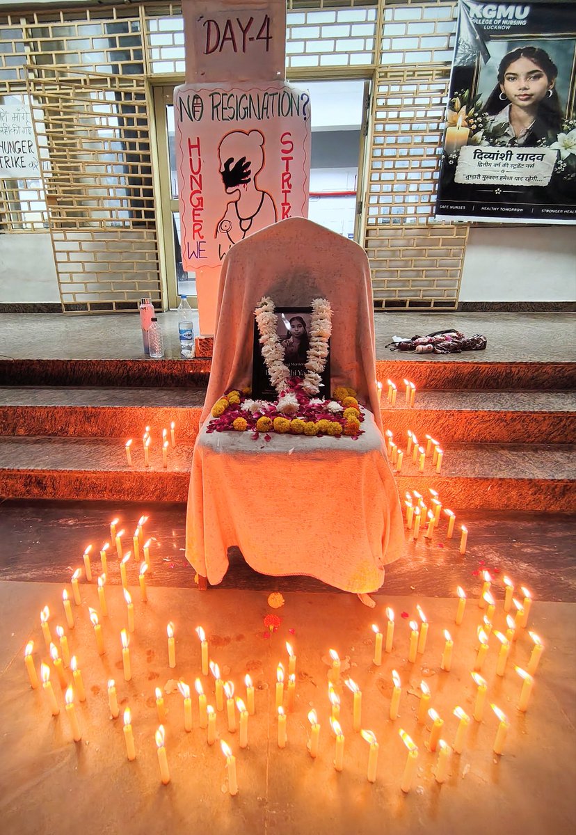 stand4divyanshi's tweet photo. The students of KGMU are now demanding accountability.

We have been sitting in a peaceful protest for the past five days, demanding accountability and the resignation of Principal Dr. Suchana Rai Bhaumik and Dean of Nursing Dr. Amita Pandey.
#justicefordivyanshi #accountability https://t.co/FcU61Rpjao