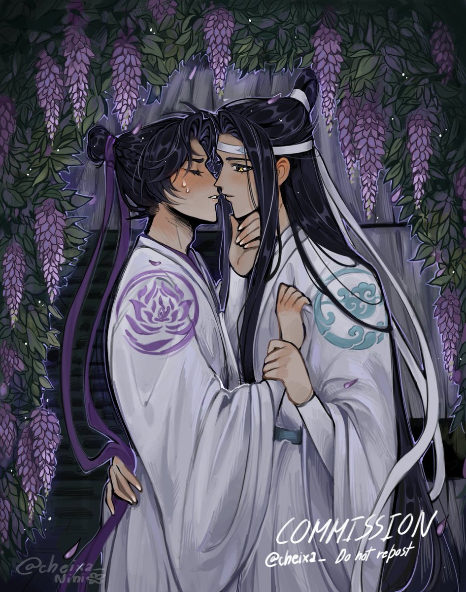 MonaBeeDraws's tweet photo. Gorgeous #zhancheng commission drawn by the fantastical cruelfrenzyalchemist on Tumblr! Figured folks here would like to see it so I am briefly resurrecting this ancient account lmao. Cloud Recesses era Jiang Cheng x Lan Wangji, my beloveds 💖 https://t.co/IUTb1CHw7k