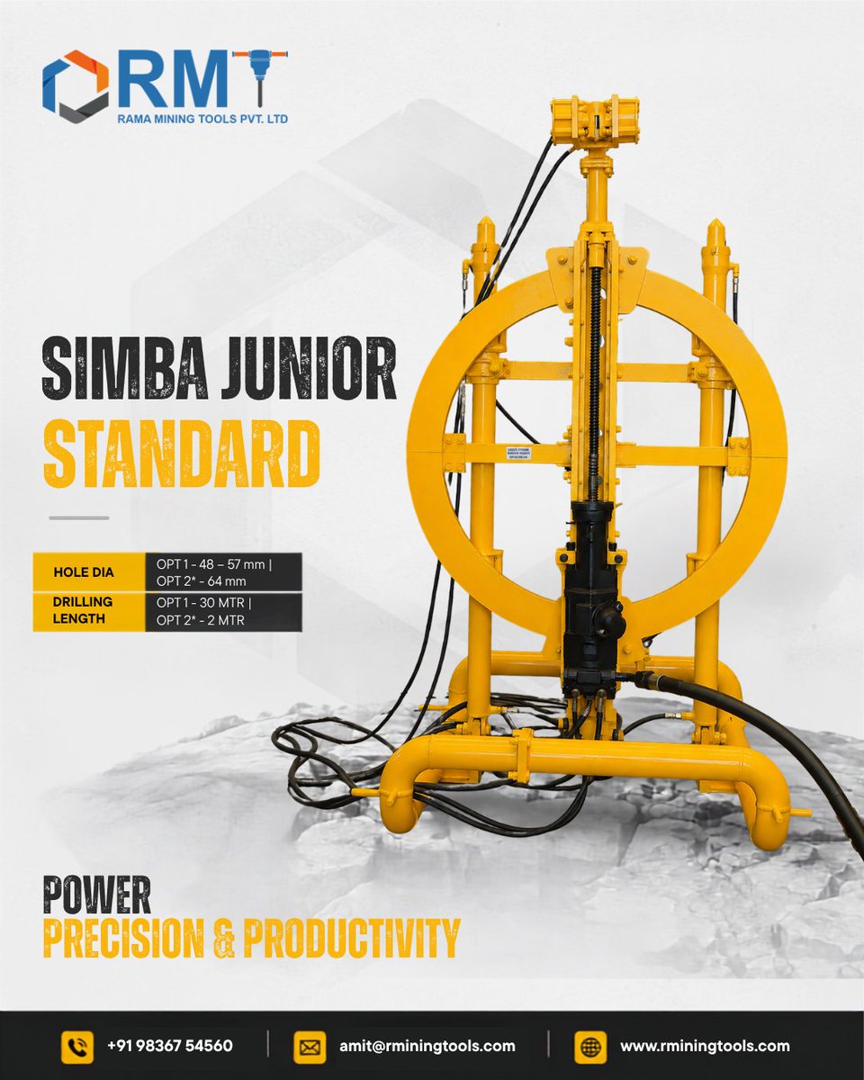 RMT_ramamining's tweet photo. Simba Junior Long Hole Drilling Machine for Underground Mining
📧 amit@rminingtools.com
📱 +91 98367 54560
🌐 https://t.co/hJRgVsKTXf
#UndergroundMining #LongHoleDrilling #MiningEquipment #UndergroundDrilling #MiningMachinery #DrillingRig #SimbaJunior #RingHoleDrilling #RMT https://t.co/yf1HWSDFk4
