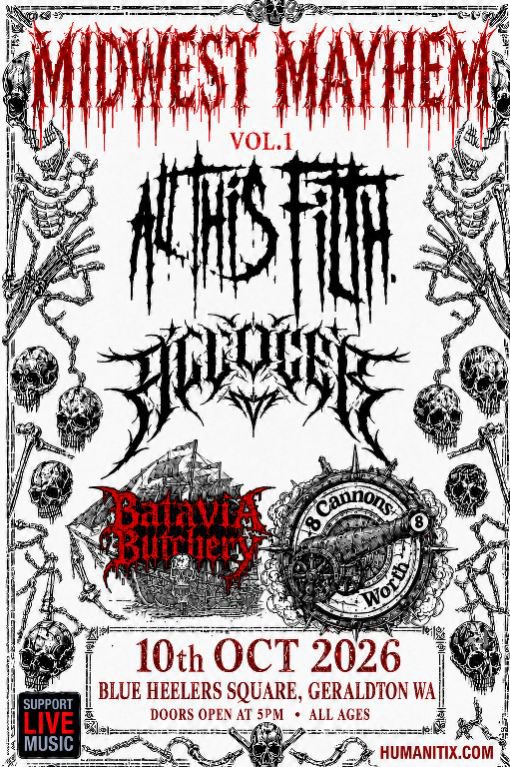 AllThisFilth's tweet photo. GERALDTON! We are heading your way next week. Have you got your tickets 🎫 yet? #groovemetal #industrialmetal #metal #livemusic #tour https://t.co/fjpGEMebNC