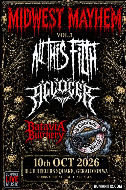 AllThisFilth's tweet photo. GERALDTON! We are heading your way next week. Have you got your tickets 🎫 yet? #groovemetal #industrialmetal #metal #livemusic #tour https://t.co/fjpGEMebNC
