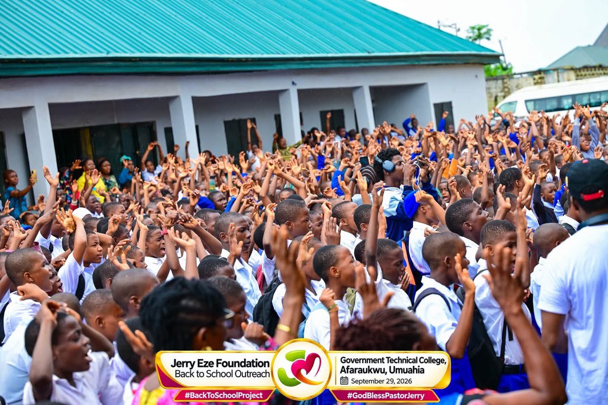 Nedumcity_'s tweet photo. For some, it was a school bag. For another, a new pair of shoes. For someone else, it was simply the feeling of being remembered. 

As the students received their school supplies, we were reminded that impact is never one-size-fits-all. Behind every face in these pictures is a child with dreams, hope and a future still unfolding. Some smiled brightly. Some stood quietly, taking it all in. Some seemed almost overwhelmed by the moment.

But every child received the same message: You are seen. You are valued. Your dreams matter.

This is why we return. This is why we give. Because what may look like a simple act of kindness to one person can become a lasting memory in the life of another.

We are grateful for the privilege of continuing to touch lives.

#GodblessPastorJerryEze #BacktoSchoolOutReach #jerryezefoundation