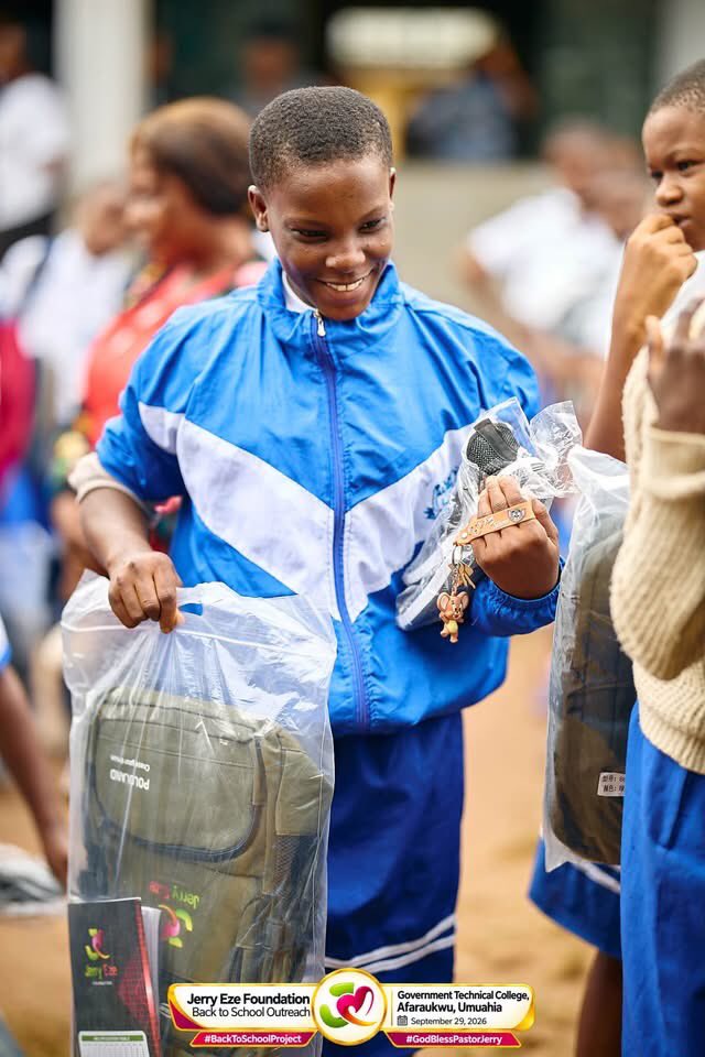 Nedumcity_'s tweet photo. For some, it was a school bag. For another, a new pair of shoes. For someone else, it was simply the feeling of being remembered. 

As the students received their school supplies, we were reminded that impact is never one-size-fits-all. Behind every face in these pictures is a child with dreams, hope and a future still unfolding. Some smiled brightly. Some stood quietly, taking it all in. Some seemed almost overwhelmed by the moment.

But every child received the same message: You are seen. You are valued. Your dreams matter.

This is why we return. This is why we give. Because what may look like a simple act of kindness to one person can become a lasting memory in the life of another.

We are grateful for the privilege of continuing to touch lives.

#GodblessPastorJerryEze #BacktoSchoolOutReach #jerryezefoundation
