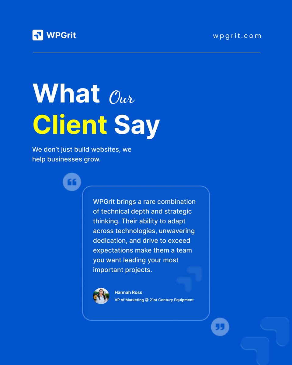 wpgrit's tweet photo. What makes a web development partner truly stand out? 🚀

At WPGRIT, we combine technical expertise, strategy, and dedication to build websites that help businesses grow.

🌐 https://t.co/hkKhbZUjHh

#WebDevelopment #WordPress #WebDesign #DigitalGrowth https://t.co/9nFR78sdA3