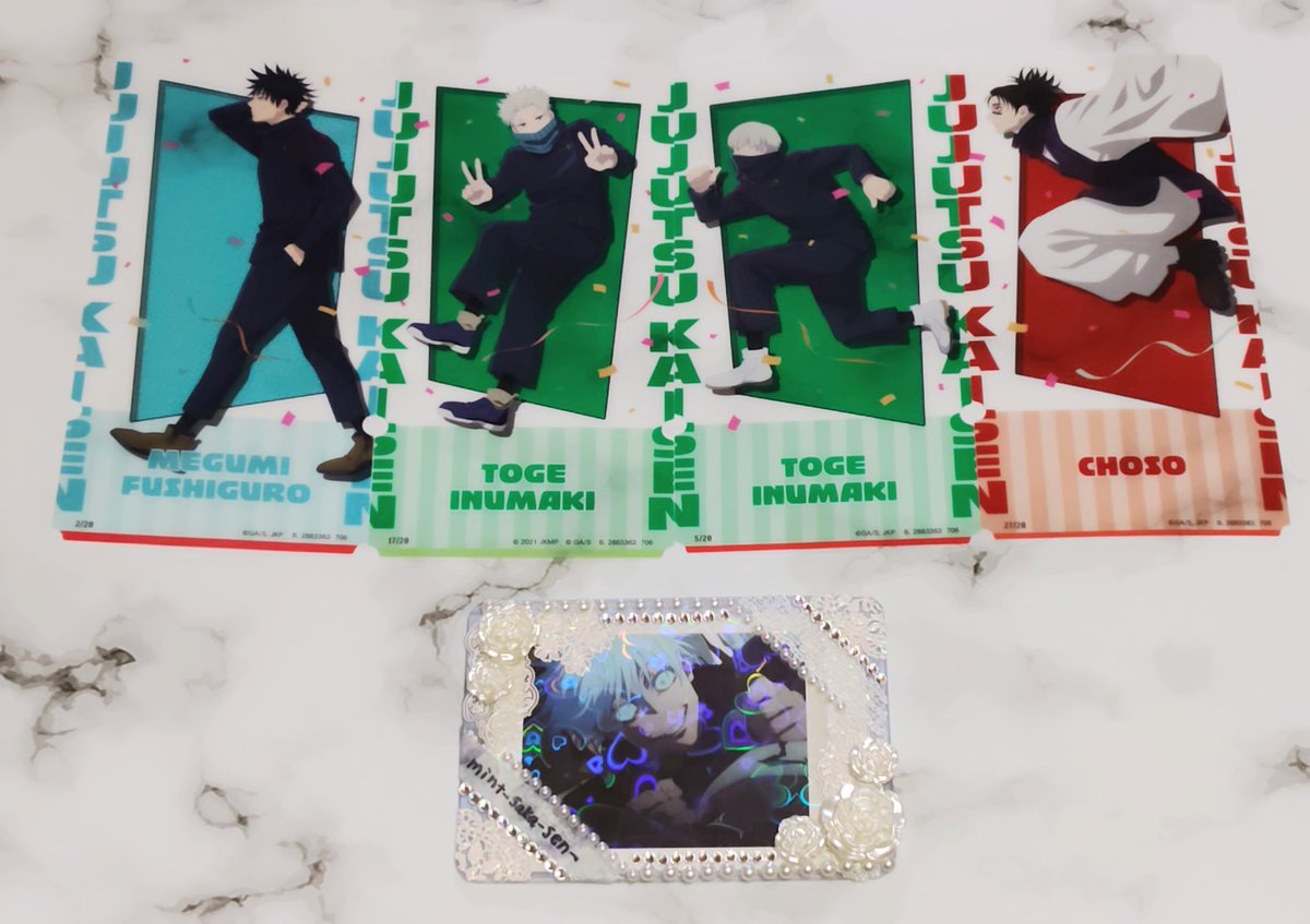 mint_saka_sen_'s tweet photo. « 交換 » 呪術廻戦 チケットライクコレクション 5周年 セリア

譲：伏黒 狗巻 脹相 真希 真依 パンダ

求：五条(目隠し) or 同異種五条

▫郵送／初回リトリン必読／ALT
▫2枚〜優先

検索からでもお気軽にお声掛け下さい🙇🏻‍♀️ https://t.co/HftcNpmnAD