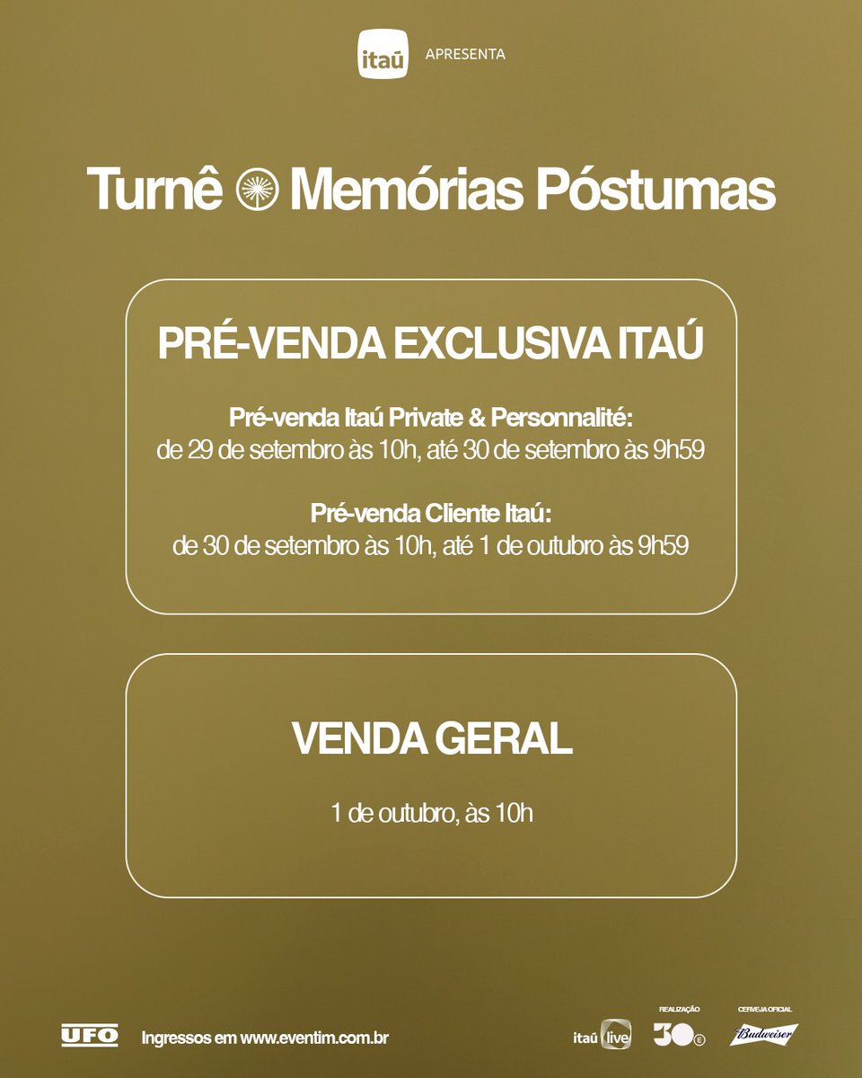 jaorefraos's tweet photo. Está liberada a Pré-venda Cliente Itaú! 

Acesse https://t.co/OJFRm0zPlk e garanta seus ingressos com até 30% de desconto sendo cliente @itau 🧡 https://t.co/5dGcp4brEZ