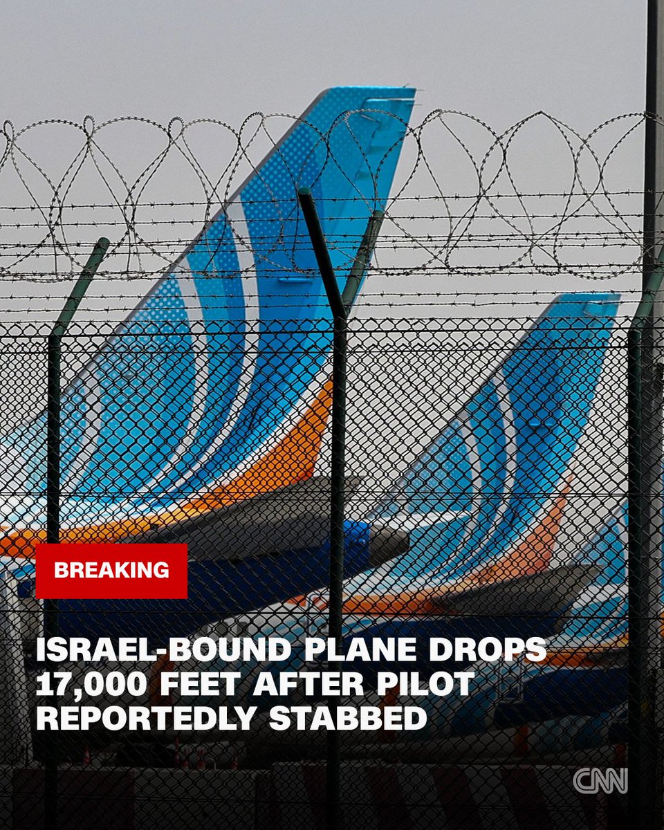 CNN's tweet photo. Israel-bound flight drops 17,000 feet after pilot reportedly stabbed by co-pilot, in what Israeli sources suspect was a hijacking attempt. Follow live updates. https://t.co/xN4RPXeEr5 https://t.co/zFhZMwjukd