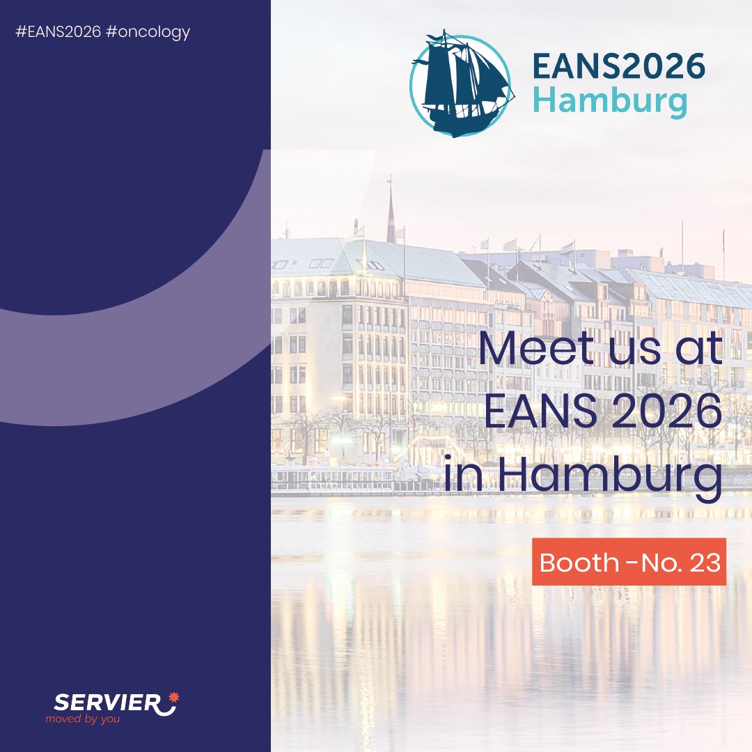 Servier's tweet photo. We’re attending #EANS2026 in Hamburg, one of Europe’s largest neurosurgery congresses, bringing together 2,500+ experts from around the world. Visit us at Booth #23 and join our symposium to explore advances in neuroscience and patient care.
At Servier, nearly 70% of our R&D investment is dedicated to oncology, advancing targeted therapies for cancers including glioma, cholangiocarcinoma and colorectal cancer. 🎗️
🔗 https://t.co/kOOdgfz4VD
#WeAreServier #MovedByYou #Neurosurgery #Neuroscience @EANSonline50