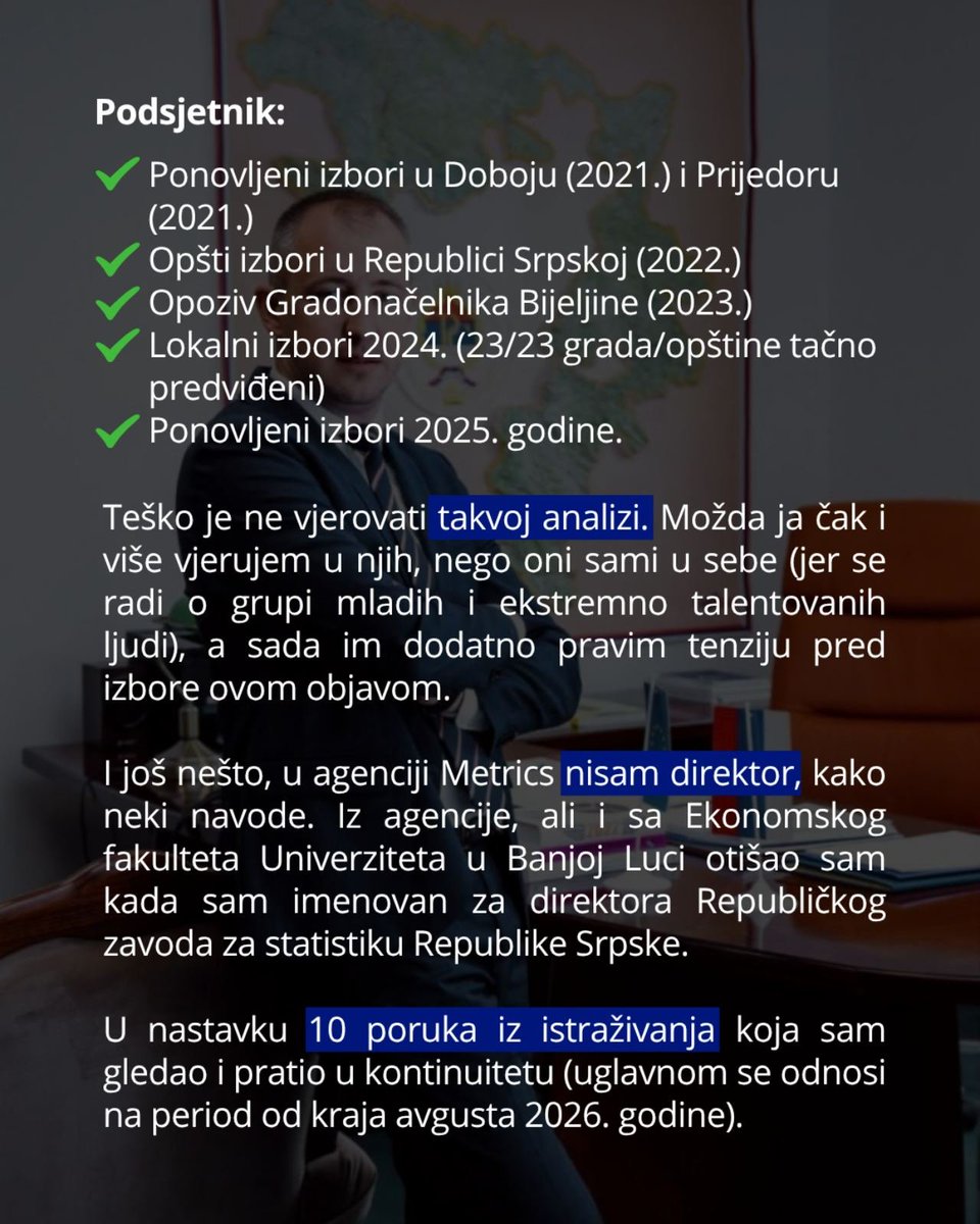 DarkoMilunovic's tweet photo. Zbog drugačijeg načina pisanja od nekih, da naglasim - nisam političar, već ekonomista, statističar...

Sada samo kroz 10ak poruka prenosim rezultate agencije koja od osnivanja (2021.) do danas ima sve tačne projekcije! 🎯
Citira ih i Europe Elects 🙌

Podsjetnik, onda zaključak https://t.co/Hsztlmsxcj