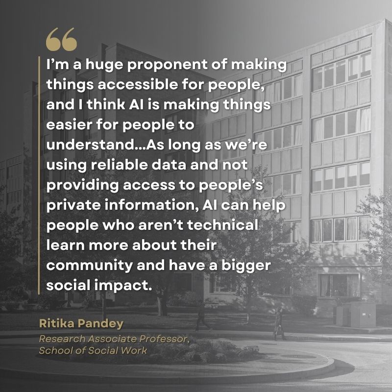 BostonCollege's tweet photo. .@BCSSW Professor Ritika Pandey applies her background in computer science and machine learning to develop data-driven solutions to pressing social challenges. https://t.co/57hiSHmO04 https://t.co/whMv0Yae71