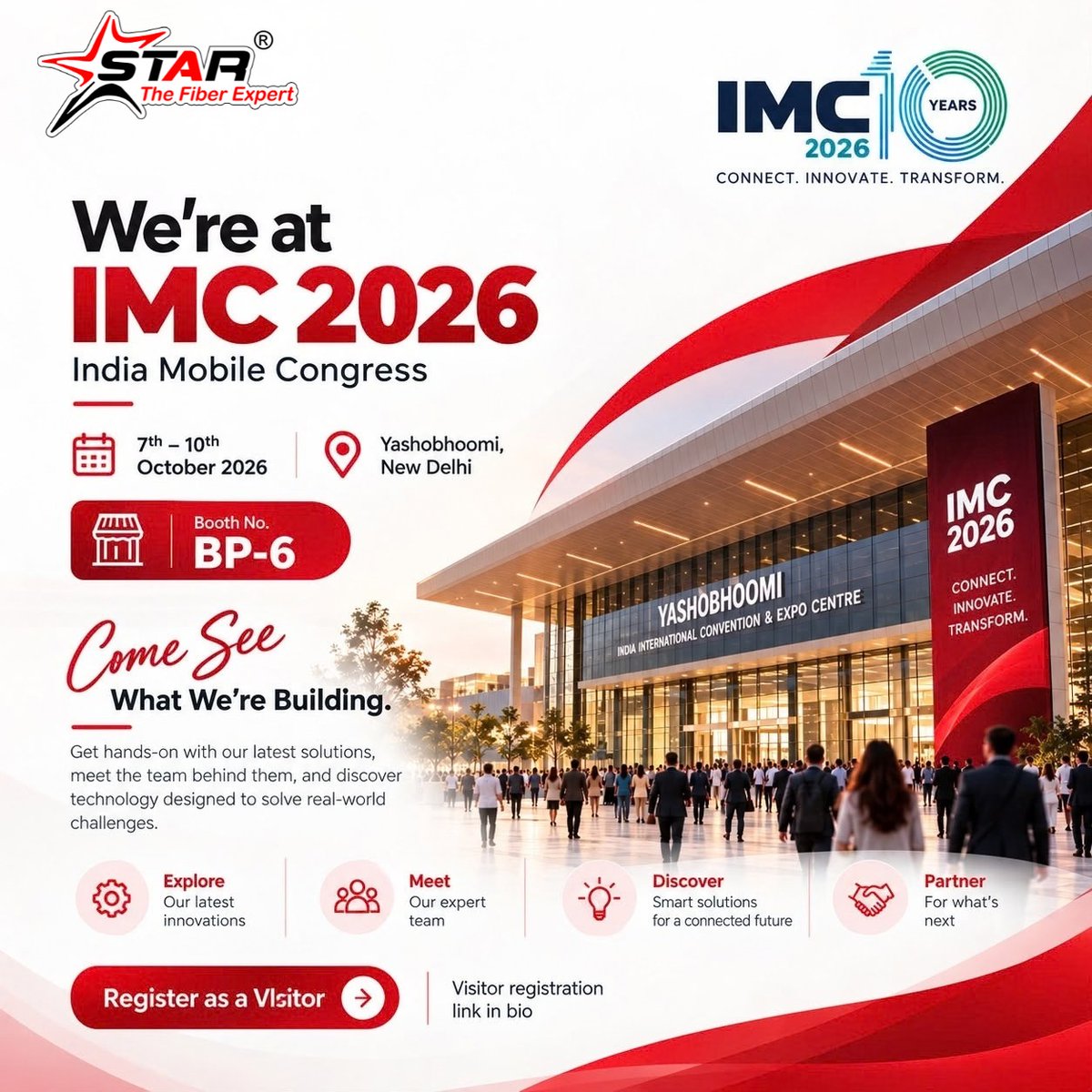 StarInfomatic's tweet photo. 🚀 The Future of Connectivity Is Coming to IMC 2026!

This October, Star Infomatic Pvt. Ltd. – The Fiber Expert is bringing innovation, expertise, and next-generation telecom solutions to India Mobile Congress 2026.

📍 Yashobhoomi, New Delhi
📅 7–10 October 2026
📌 Booth BP-6

From smarter field solutions to advanced fiber & network technologies, come experience what we’re building for a more connected tomorrow.

✨ Meet us. Explore innovation. Build what’s next.

#IMC2026 #StarInfomatic #TheFiberExpert #IndiaMobileCongress #TelecomTechnology #FiberOptics #FTTH #Networking #Innovation