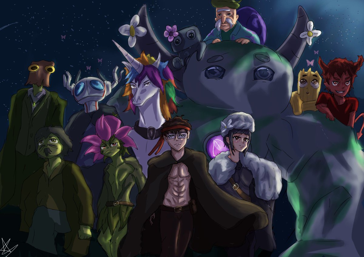 Aleksjdjd's tweet photo. Hola les dejo un dibujo 
Quería hacerlo con un estilo de anime algunos pero a otros lo deje como son nomás espero que le guste 
(No tiene mucha calidad porque dibujo con celu ajaj)@dedsafio @dedreviil @JuanSGuarnizo #dedsafíofanart #Dedsafío4 https://t.co/2XNTc3o3Xx