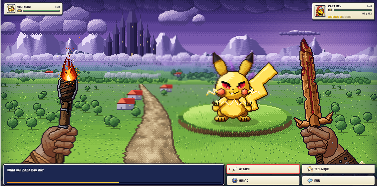 Zaza_Pikachu's tweet photo. ⚡ A wild VOLTACHU appeared!

Pokémon fans, you’re exploring ZAZA World when this little menace blocks your path… 👀

What’s your first move?

⚔️ Attack
🛡️ Guard
🏃 Run
🔥 Unleash a special technique

Drop your move below 👇 Your adventure starts here 🎮