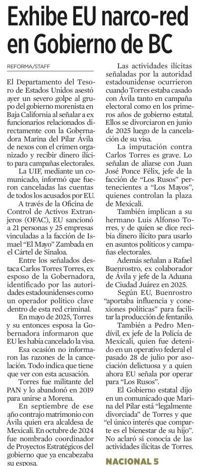 bereaguilarv's tweet photo. Pero Marina del Pilar no sabía nada de nada, eh? 

Ella estaba concentrada en ayudar a la presidenta de México a construir el segundo piso de la Transformación. 

EU señala a Carlos Torres y a su hermano Luis Alfonso por nexos con el narco y dinero ilícito para campañas.

El divorcio de Marina no aclara nada: los hechos señalados ocurrieron cuando estaban casados, en campaña y durante su gobierno.